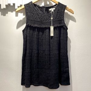 Max Studio Sleeveless Tank Top eyelet Laced top NWT - XS, black